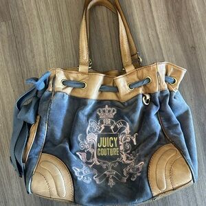 Vintage Juicy Couture Denim Blue and Tan Tote